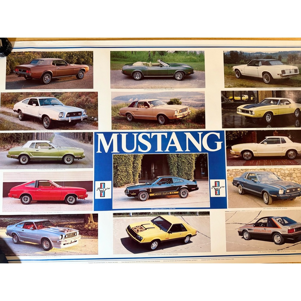 Vintage 1979 Ford Mustang Poster Automobile Quarterly Mach 1 Cobra II Man Cave